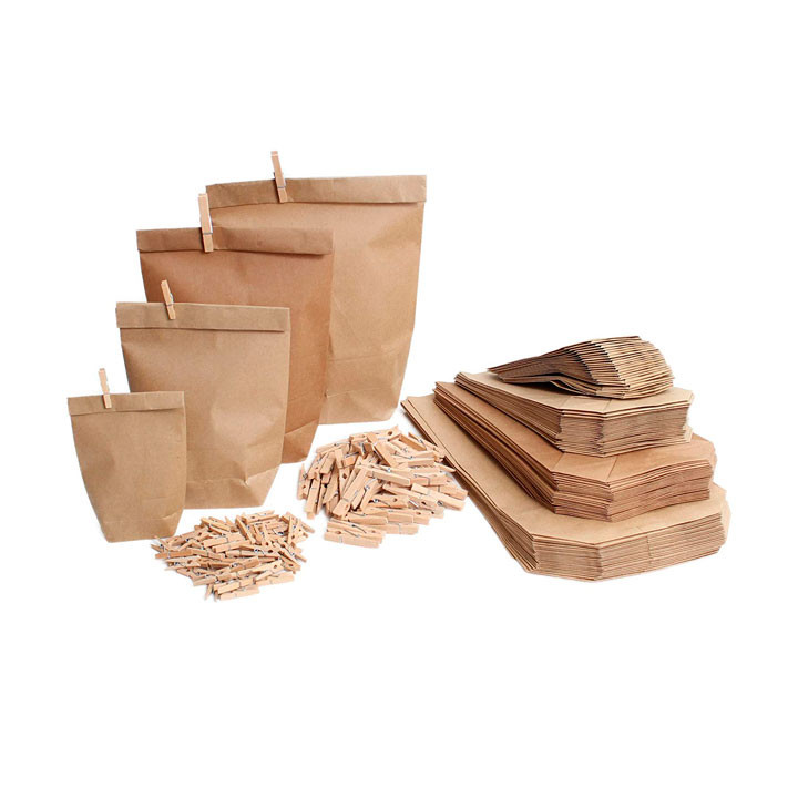 Paper Bag with Hexagonal Base Kraft 23x35cm (50 Units)