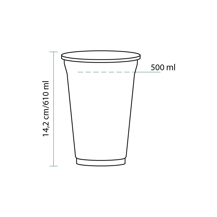 Plastic Cup PET Rigid 610ml Ø9,8cm (50 Units)