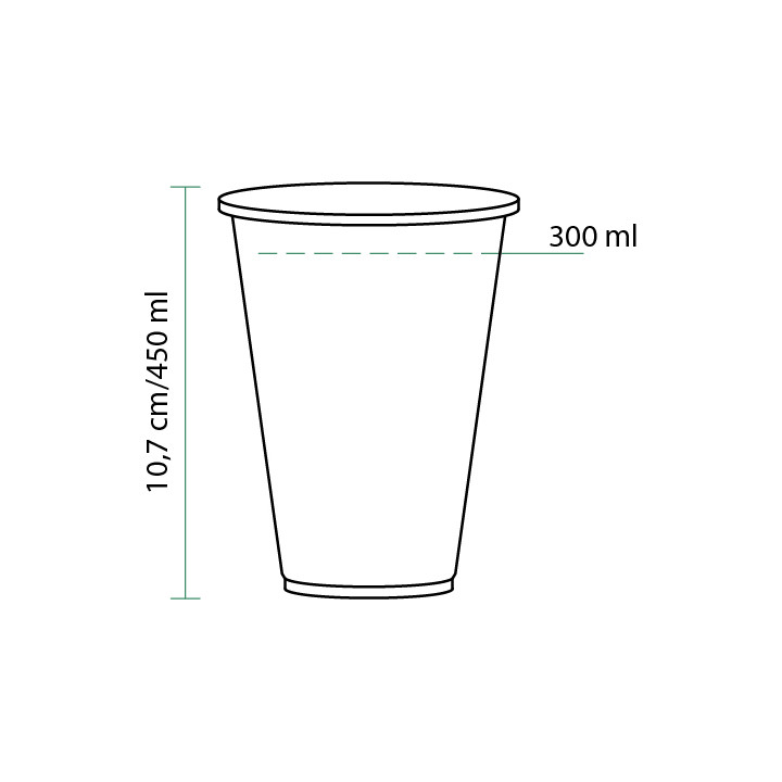 Cornstarch Cup PLA Bio Clear 450ml Ø9,5cm (1200 Units)