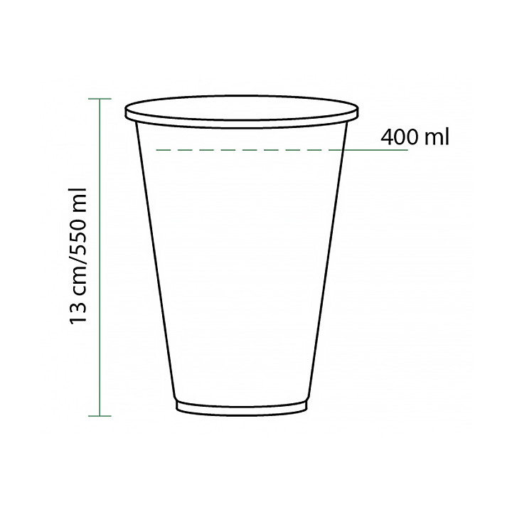 Cornstarch Cup PLA Bio Clear 550ml Ø9,5cm (70 Units) 
