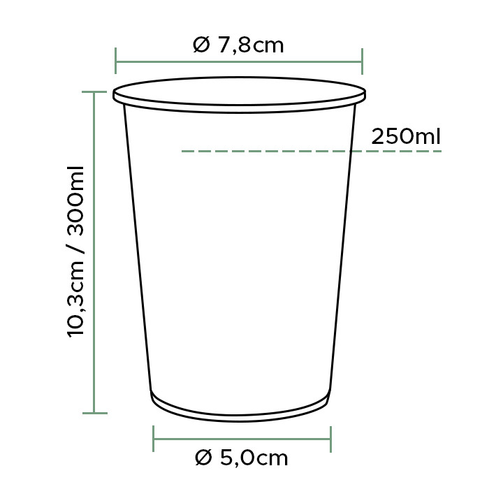 Cornstarch Cup PLA Bio Clear 299ml Ø7,8cm (2000 Units)