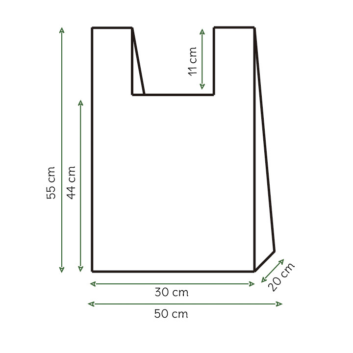 Plastic T-Shirt Bag 100% Biodegradable 50x55 cm (1000 Units)