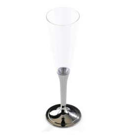 Plastic Stemmed Flute Sparkling Wine Silver 100ml (100 Units)