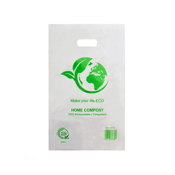 Die-Cut Handle Plastic Bags 100% Biodegradable 20x33cm (3000 Units)