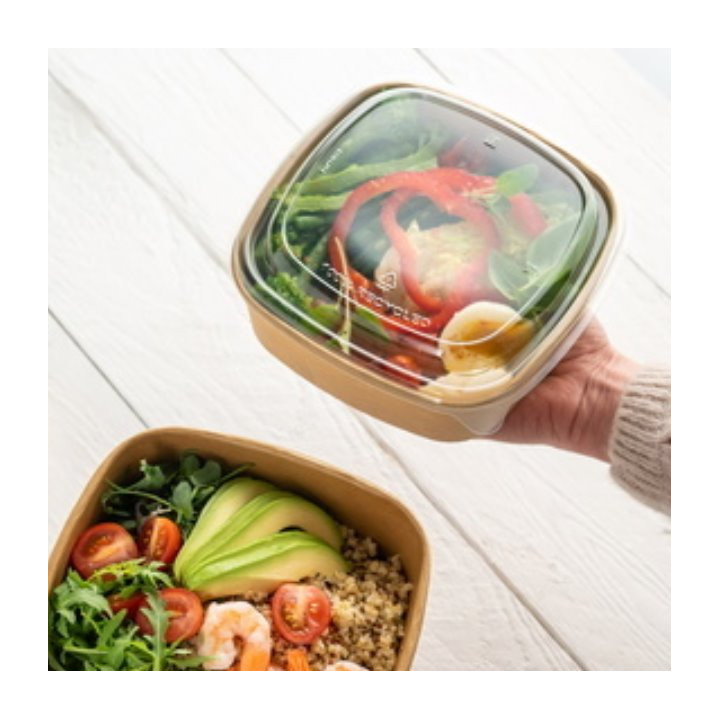 Paper Container Kraft Square 350ml 13x13x4,3cm (50 Units)