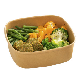 Paper Container Kraft Square 500ml 13x13x5,6cm (300 Units)