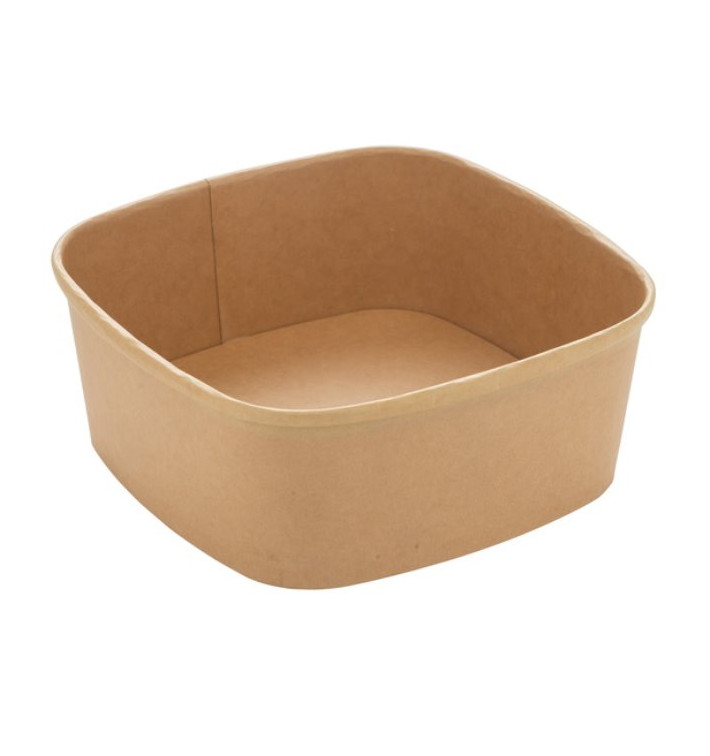 Paper Container Kraft Square 1000ml 17x17x6,5cm (50 Units)