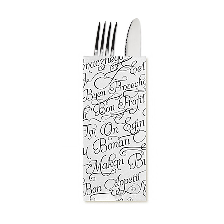 Paper Cutlery Envelopes with Napkin "Buen Provecho" (100 Units)