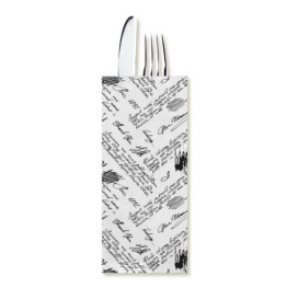 Laid Kraft Paper Cutlery Pouch "Phrases" 9x24cm (1.000 Units)