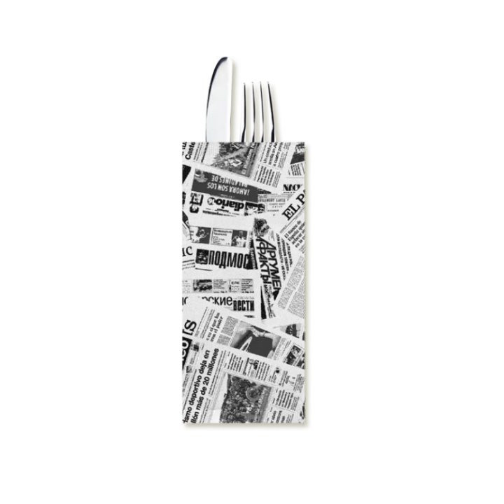 Paper Cutlery Envelopes with Napkin "Newspaper" (800 Units)