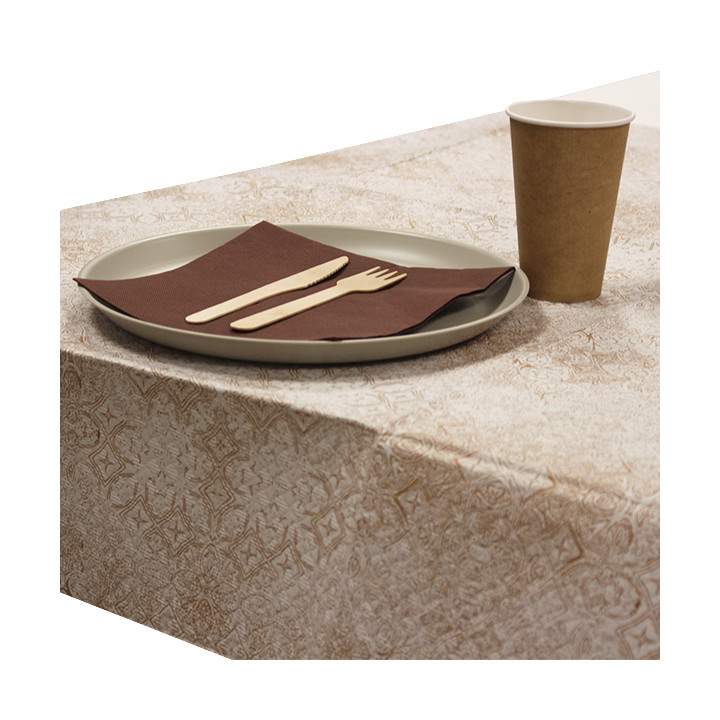 Pre-Cut Paper Tablecloth 1x1m "Mosaic" Cream 40g/m² (400 Units)