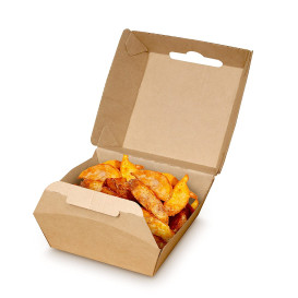 Paperboard Burger Box Kraft 10x10x7cm (50 Units)