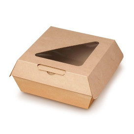 Paperboard Menu Box Kraft with Window 20x20x8,5cm (110 Units)