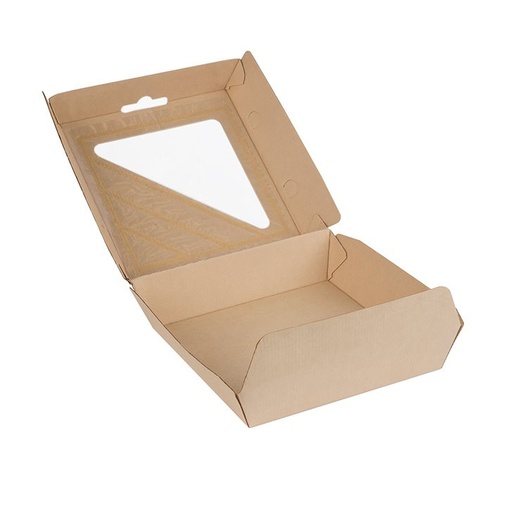 Paperboard Menu Box Kraft with Window 20x20x8,5cm (110 Units)