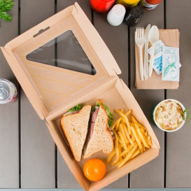 Paperboard Menu Box Kraft with Window 20x20x8,5cm (110 Units)