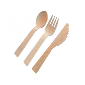 Set Cutlery Bamboo with Napkin 3Pcs (50 Sets)