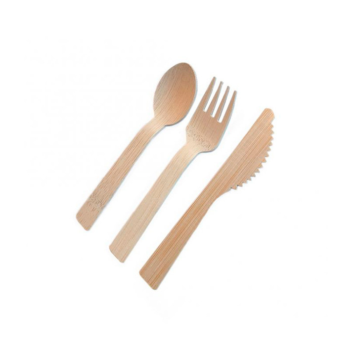 Set Cutlery Bamboo with Napkin 3Pcs (50 Sets)
