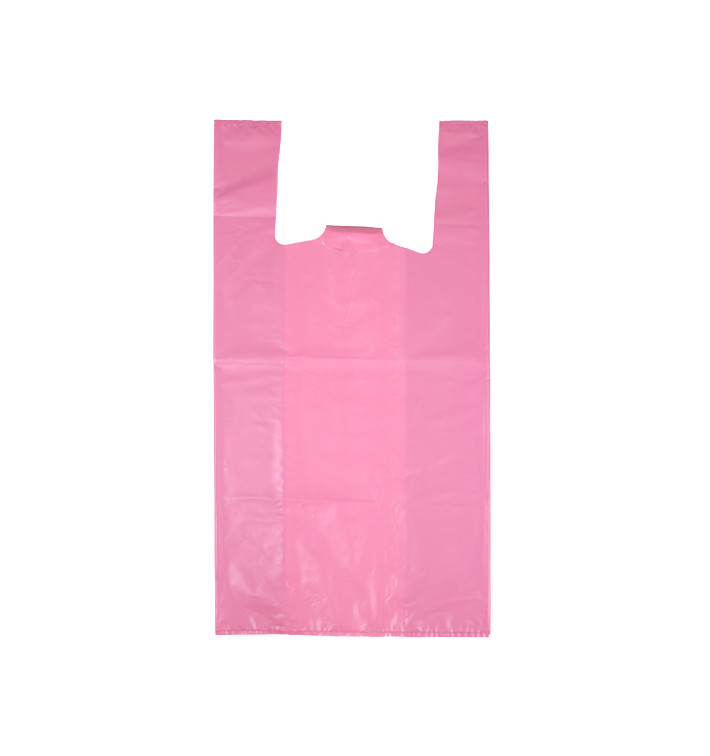 Plastic T-Shirt Bag 70% Recycled “Colors” Pink 42x53cm 50µm (40 Units) 