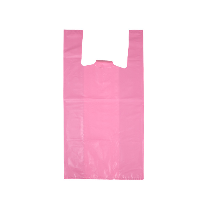 Plastic T-Shirt Bag 70% Recycled “Colors” Pink 42x53cm 50µm (40 Units) 