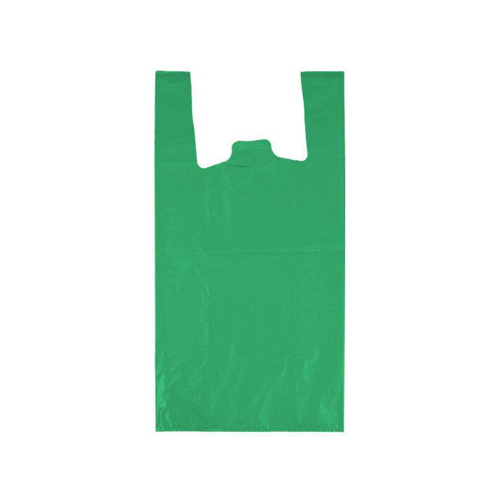 Plastic T-Shirt Bag 70% Recycled “Colors” Green 42x53cm 50µm (1.000 Units)