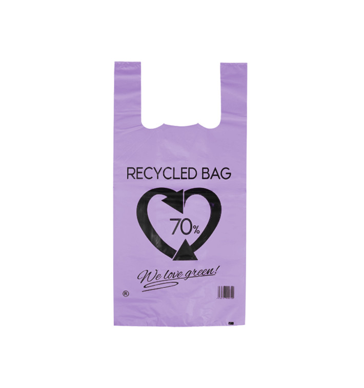 Plastic T-Shirt Bag 70% Recycled Lilac 42x53cm 50µm (1.000 Units)