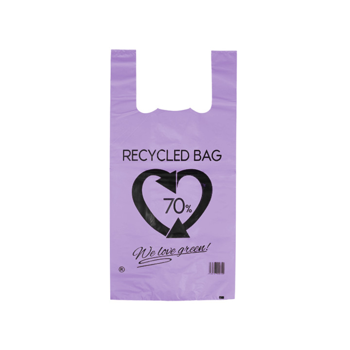 Plastic T-Shirt Bag 70% Recycled Lilac 42x53cm 50µm (1.000 Units)