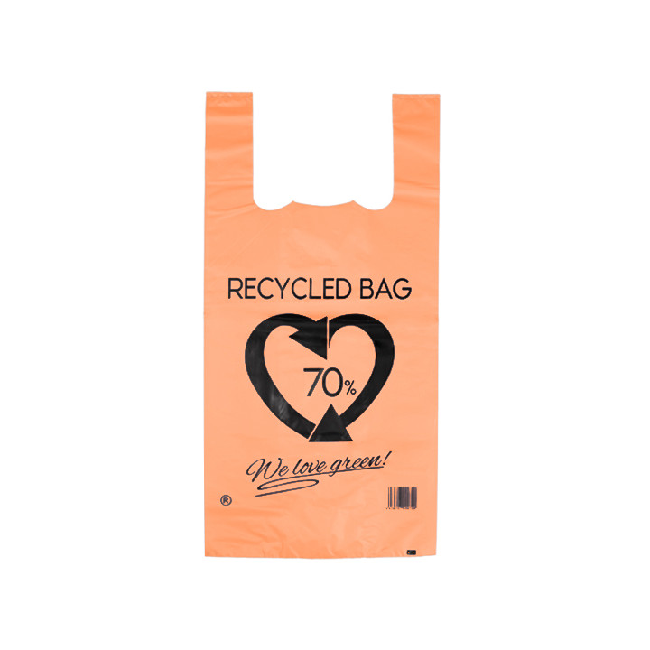 Plastic T-Shirt Bag 70% Recycled Orange 42x53cm 50µm (1.000 Units)