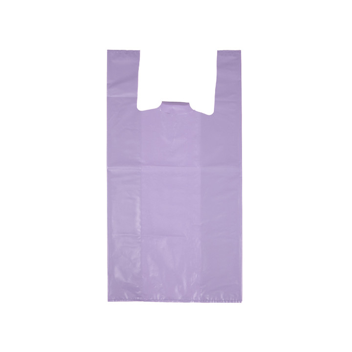 Plastic T-Shirt Bag 70% Recycled “Colors” Lilac 42x53cm 50µm (40 Units) 