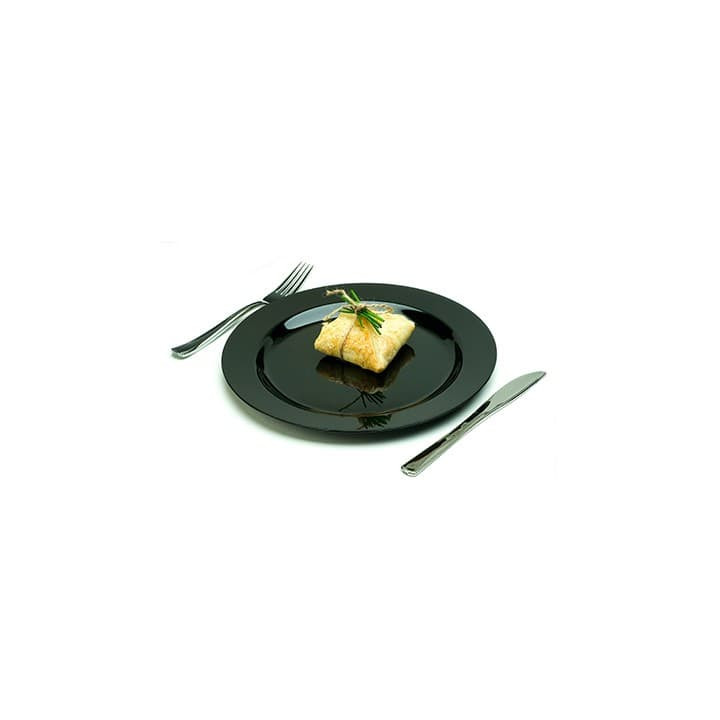 Plastic Plate Extra Rigid Black 15cm (20 Units) 