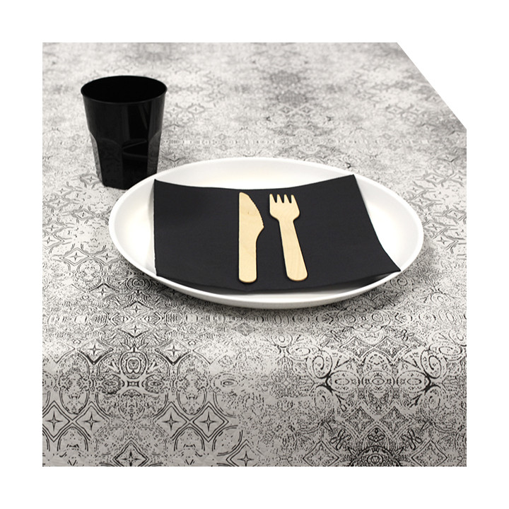 Pre-Cut Paper Tablecloth 1x1m "Mosaic" Black 40g/m² (400 Units)