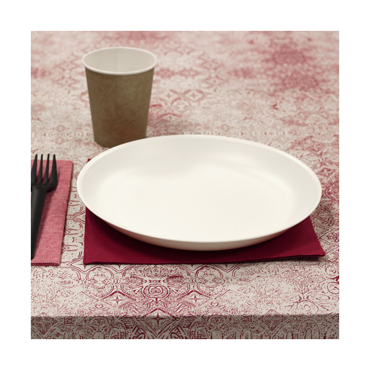 Pre-Cut Paper Tablecloth 1x1m "Mosaic" Burgundy 40g/m² (400 Units)