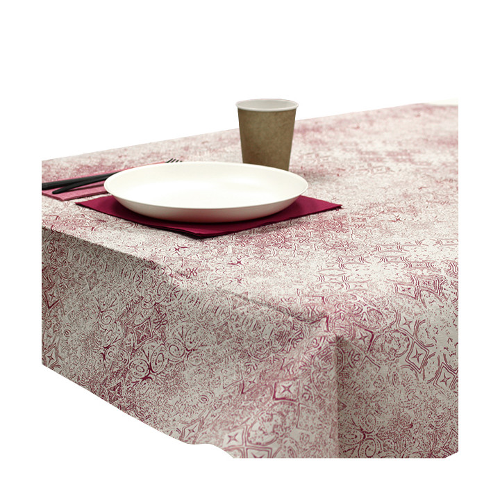 Pre-Cut Paper Tablecloth 1x1m "Mosaic" Burgundy 40g/m² (400 Units)