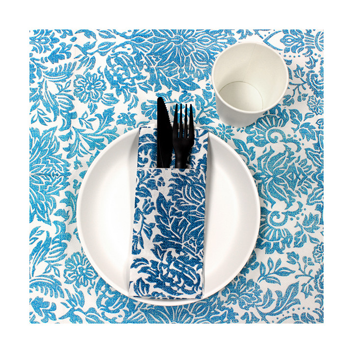 Airlaid Tablecloth Roll 1,2x25m "Versalles" Turquoise 50g/m² (6 Units)