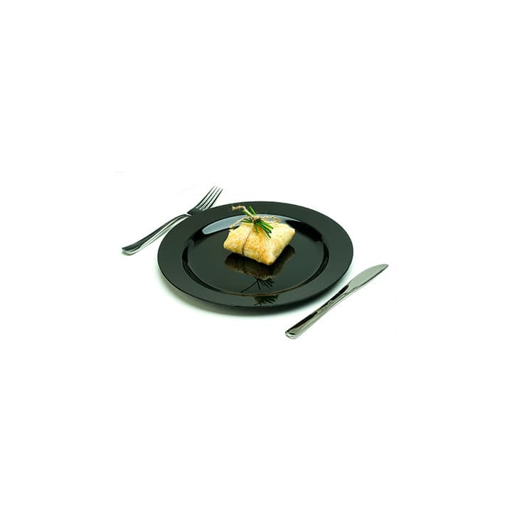 Plastic Plate Extra Rigid Black 15cm (200 Units)