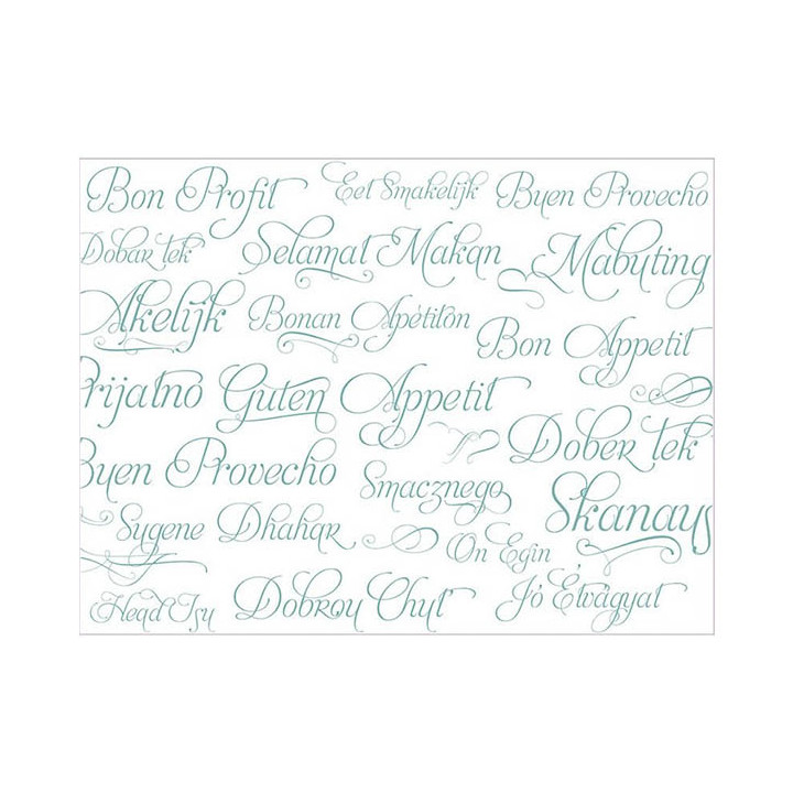 Placemat of Paper in Turquoise "Buen Provecho" 30x40cm 40g/m² (1.000 Units)