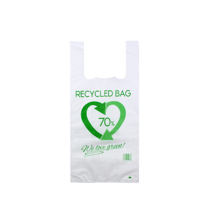 Plastic T-Shirt Bag 70% Recycled 42x53cm 50µm (100 Units)