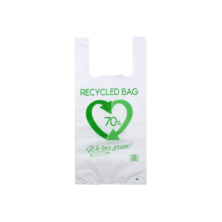 Plastic T-Shirt Bag 70% Recycled 42x53cm 50µm (100 Units)