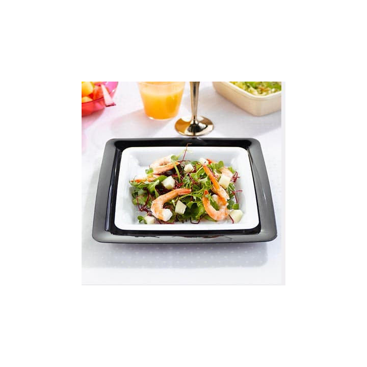 Plastic Plate Square shape Extra Rigid White 18x18cm (200Units)
