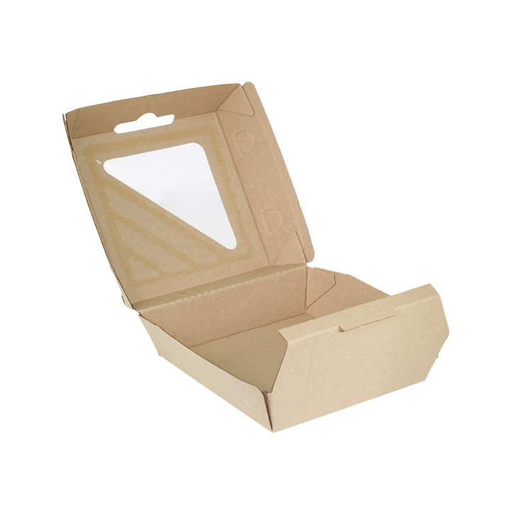 Paperboard Menu Box Kraft with Window 20x20x8,5cm (55 Units)