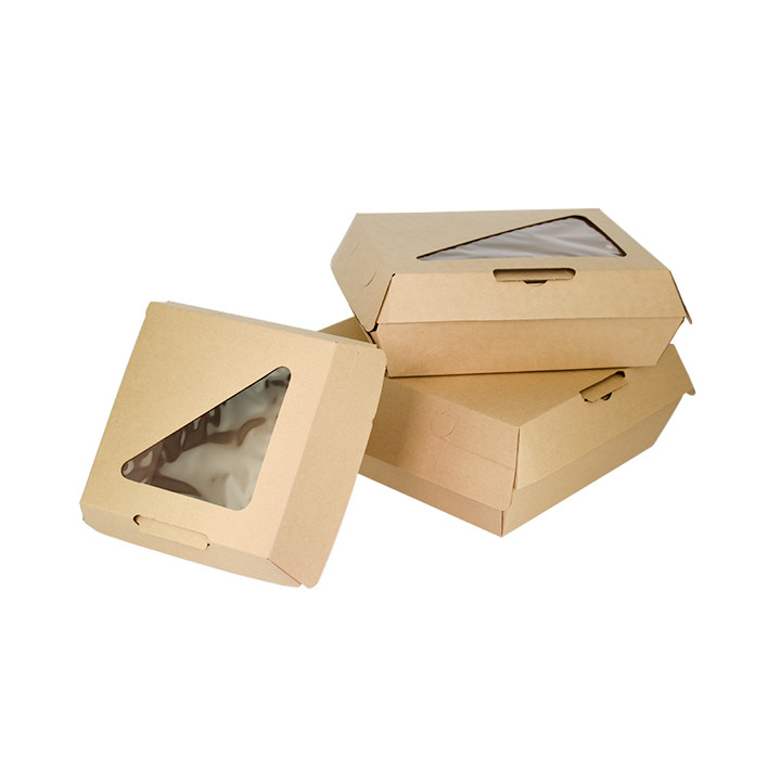 Paperboard Menu Box Kraft with Window 20x20x8,5cm (55 Units)