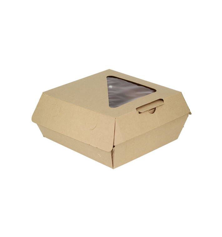 Paperboard Menu Box Kraft with Window 20x20x8,5cm (110 Units)