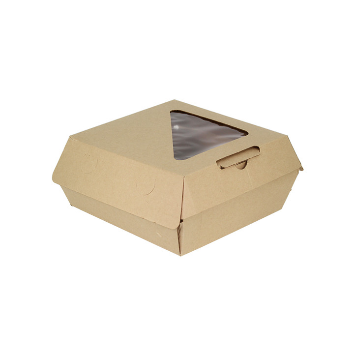 Paperboard Menu Box Kraft with Window 20x20x8,5cm (110 Units)