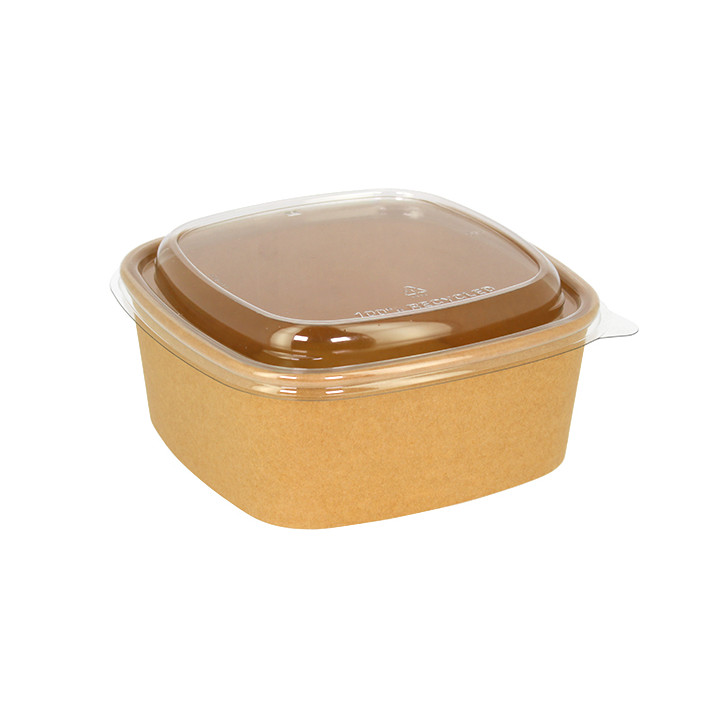 Paper Container Kraft Square 1000ml 17x17x6,5cm (300 Units)