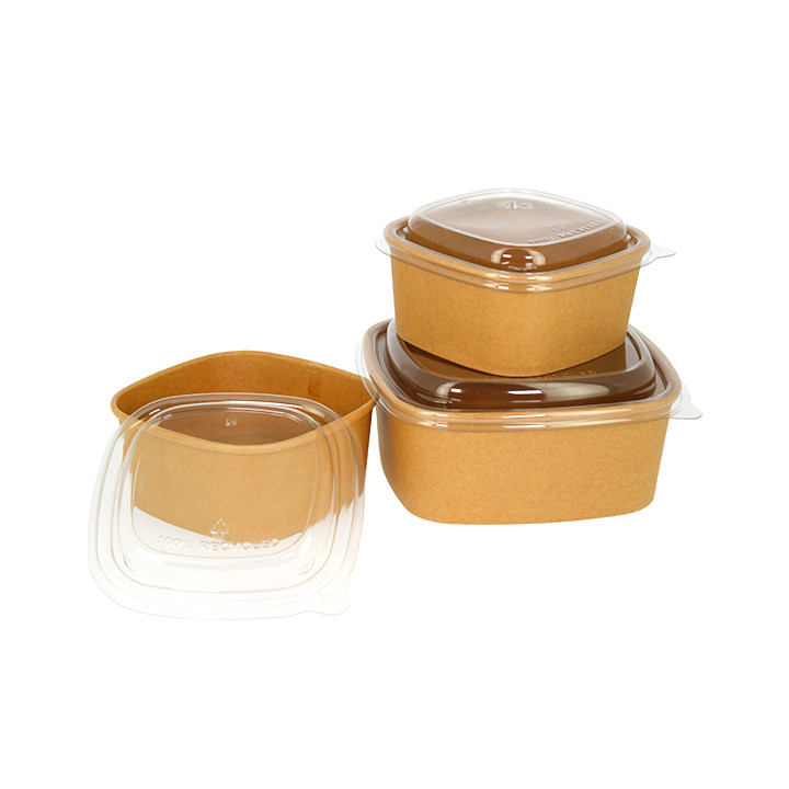 Paper Container Kraft Square 1000ml 17x17x6,5cm (300 Units)