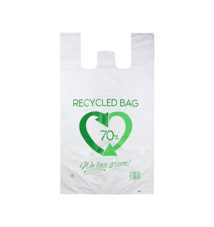 Plastic T-Shirt Bag 70% Recycled 60x70cm 50µm (100 Units)