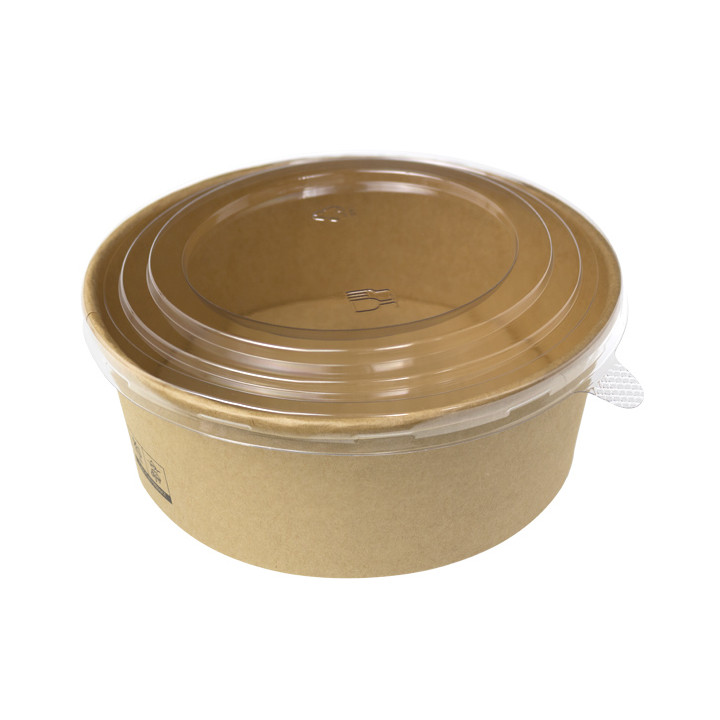 Paper Kraft-Kraft Soup Bowl with PP Lid 1000ml (100 Units)