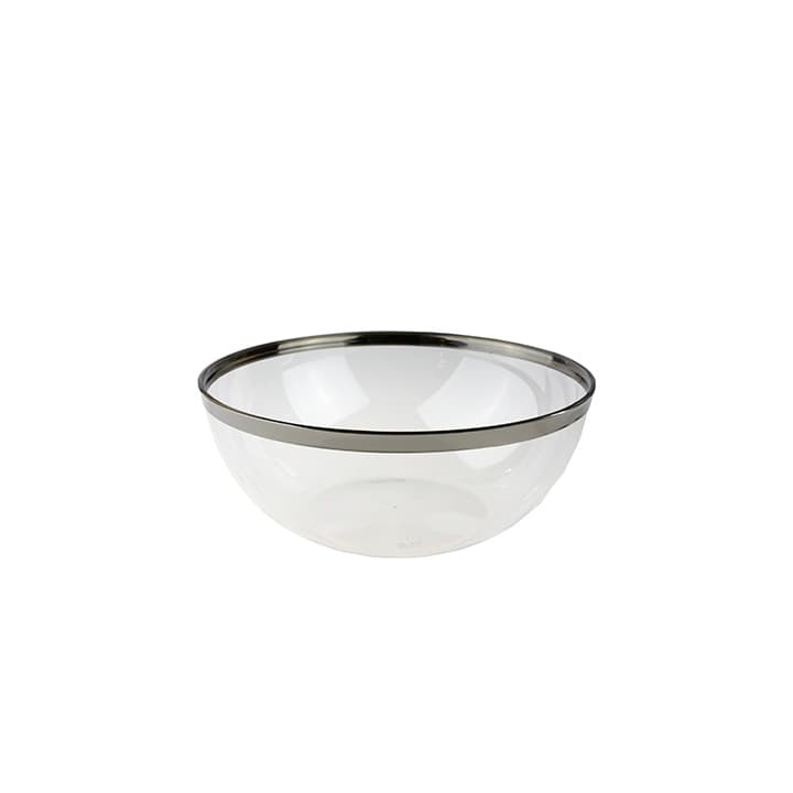 Plastic Bowl with Rim PS Crystal Hard Silver 3500ml Ø27cm (4 Units) 