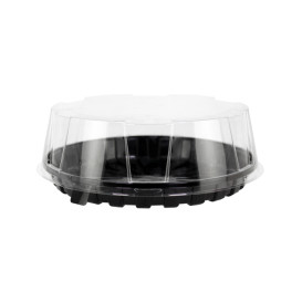 Plastic Cake Slice Container Clear Black Base Ø22x6,5cm (10 Units) 