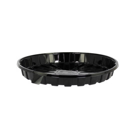 Plastic Cake Slice Container Clear Black Base Ø22x8cm (10 Units) 