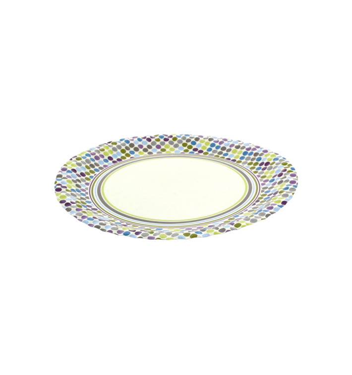 Paper Plate "Rayas y Topos" Design 23cm (8 Units) 